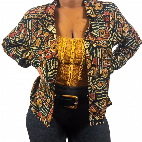 VINTAGE 90s TRIBAL PRINT TOP SIZE SMALL - Picture 3 of 4